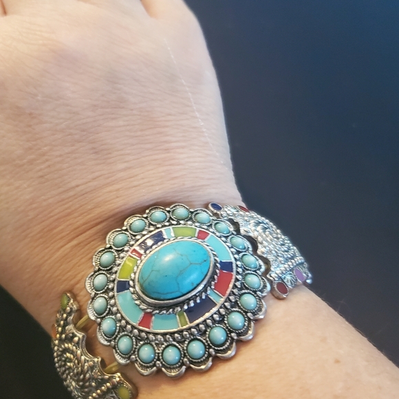 Source Unknown Jewelry - Turquoise and Silver Bracelet